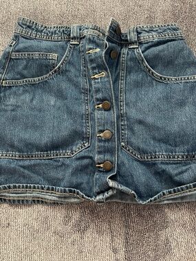 Old Navy Blue Denim Button-Front Mini Skirt